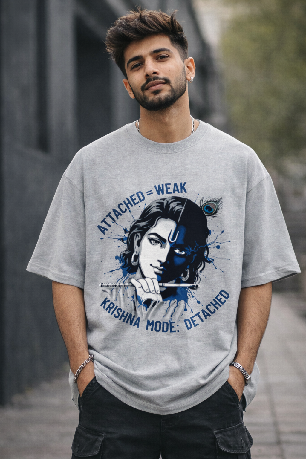 Detached Mode – Krishna Edition (Unisex Oversized Tee)