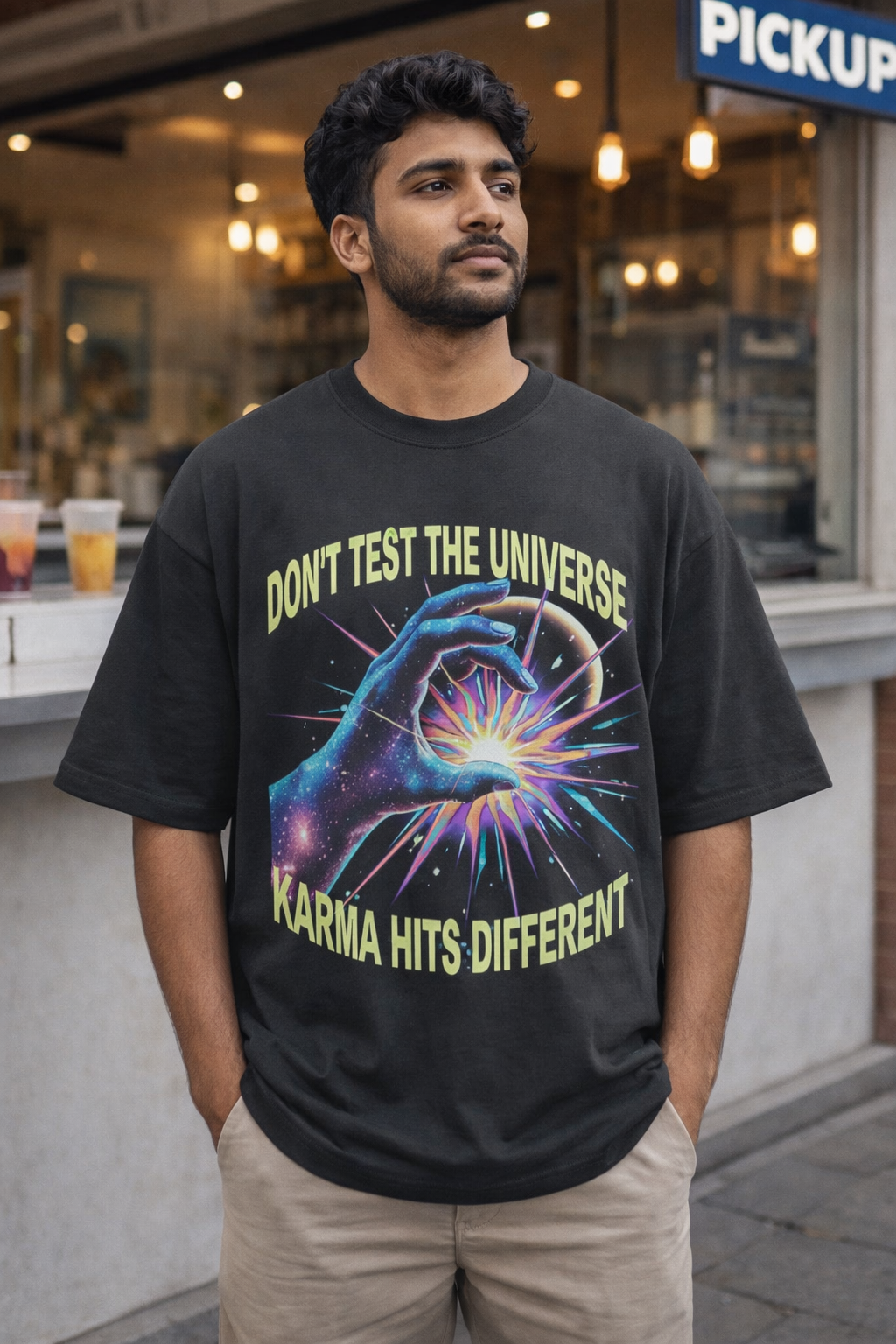 Karma Hits Different – Universe Test Tee